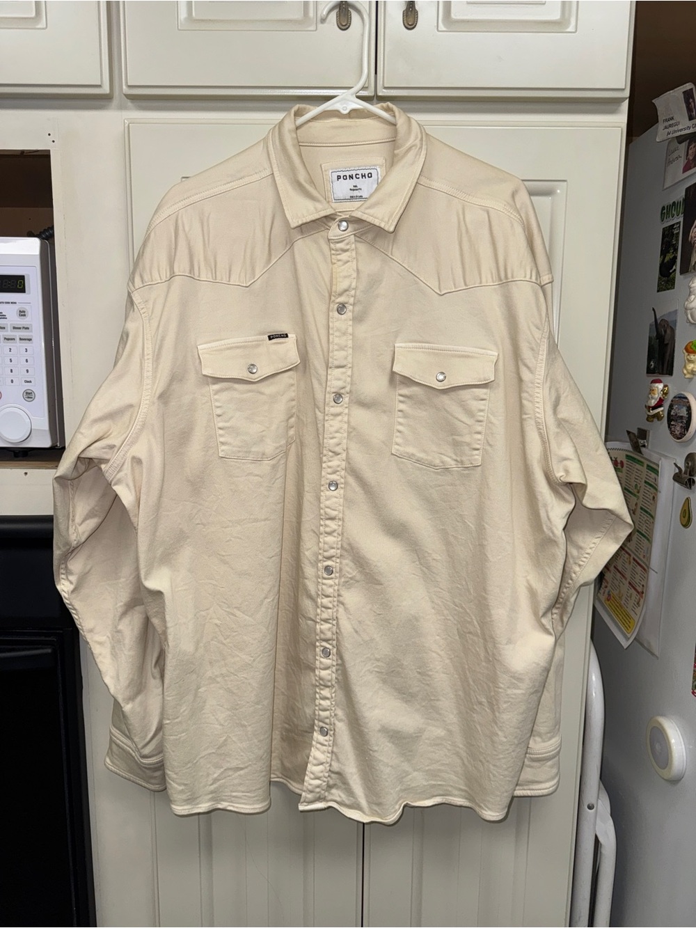 PONCHO XXL Regular Fit Cream Western Snap Shirt – Heavyweight Cotton